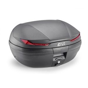 GIVI V45 Arena Monokey Topkoffer, Topkoffers en zijkoffers voor de moto, rode reflectoren, zwarte cover