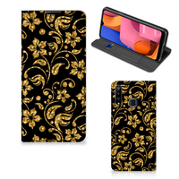 Samsung Galaxy A20s Smart Cover Gouden Bloemen