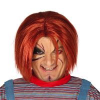 Halloween verkleedpruik Chuck met half lang haar - rood - Heren - Horror/Bekende figuren   - - thumbnail