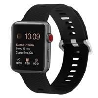 By Qubix - Siliconen bandje met motief - Zwart - Compatible met Apple Watch 38mm / 40mm / 41mm / 42mm - Compatible Apple watch bandjes