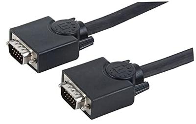 Manhattan SVGA Monitor Cable Black, 372190 (Black HD15 Male / HD15 Male with Ferrite Cores, 20 m (65 ft.), Black)