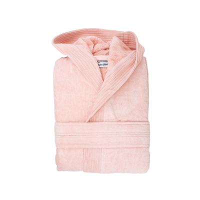 The One Towelling Velourbadjas Met Capuchon S/m Zalm Roze