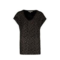 Garcia T-shirt met panterprint en glitters zwart