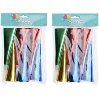 Feest/party toeters - set 24x stuks - metallic papier - 12 cm - feestartikelen verjaardag