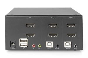 Digitus DS-12860 KVM-switch 2 + 1 poorten HDMI Afstandsbediening, Toetsenbord 3840 x 2160 Pixel