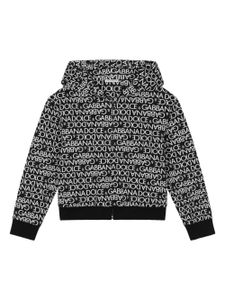 Dolce & Gabbana Kids hoodie zippé à logo imprimé - Noir