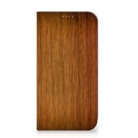 iPhone 15 Plus Book Wallet Case Donker Hout - thumbnail