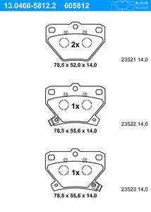 Remblokkenset, schijfrem ATE, u.a. für Toyota