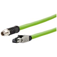 Metz Connect 142M6X18050 M12 Netwerkkabel, patchkabel CAT 6A SF/UTP 5.00 m Groen PUR-mantel, Zuurbestendig, Ozonbestendig, UV-bestendig, Geschikt voor