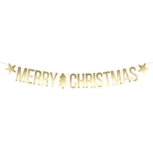 Gouden Merry Christmas DIY Kerst banner slinger 20 x 175 cm