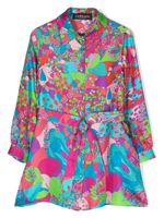 Versace Kids robe-chemise Floral Summer en soie - Bleu