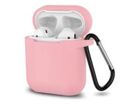 Hoesje geschikt voor Airpods 1 en 2 - Softcase - Sleutelhanger - Cover - Extra dun - Siliconen - Babyroze