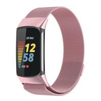 By Qubix - Milanese bandje - Rosé roze - Compatible met Compatible met Fitbit Charge 5 - Compatible fitbit bandje