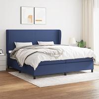 vidaXL Boxspring met matras stof blauw 200x200 cm, bed, boxspringbed, tweepersoonsbed, slaapmeubel, boxspring bed, bed met matras, bedframe, ledikant
