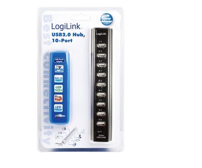 LogiLink UA0096 interface hub 480 Mbit/s Zwart