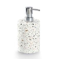 Zeller Luxe zeeppompje/dispenser - wit - Terrazzo design - keramiek - 16 x 8 cm - 250 ml - badkamer   -