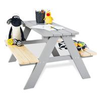Pinolino Kinderpicknicktafel met bank Nicki für 4 hout grijs