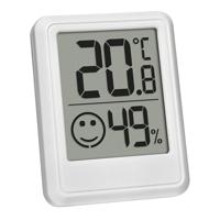 TFA Dostmann Digitale mini-luchtvochtigheidsmeter voor binnen, 30.5060.02, kamerthermometer, hygrometer, vochtigheid en temperatuur, voor binnenklimaatbeheersing, incl. batterij, wit
