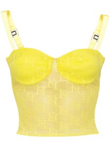 Elisabetta Franchi haut bustier à logo brodé - Jaune