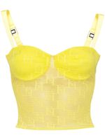 Elisabetta Franchi haut bustier à logo brodé - Jaune - thumbnail