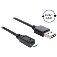 Delock USB-kabel USB 2.0 USB-A stekker, USB-micro-B stekker 5.00 m Zwart Stekker past op beide manieren, Vergulde steekcontacten, UL gecertificeerd 83369