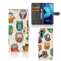 Motorola G8 Power Lite Telefoonhoesje met Pasjes Vrolijke Uilen