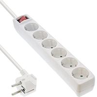 InLine 16463V - verlengkabel (3 m, 6 AC-uitgangen, wit, kunststof, 230 V, 3500 W)