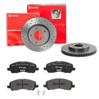 Remmenset, remschijf BREMBO, Remschijftype: Geperforeerd / Geventileerd, Inbouwplaats: Vooras, u.a. für Mitsubishi