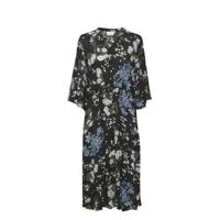 Kaffe maxi jurk met all over print zwart/blauw