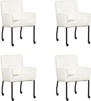 Set van 4 Witte leren moderne eetkamerstoelen Lucky - Toledo Leer Purewhite (wit leer) - thumbnail