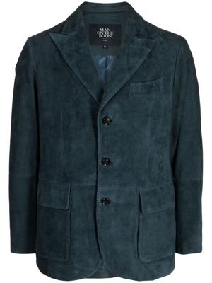 Man On The Boon. Suède blazer met enkele rij knopen - Blauw