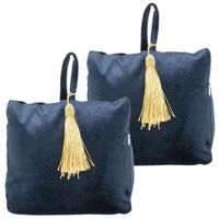 3x stuks fluwelen deurstoppers 18 cm navy - thumbnail