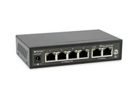 LevelOne Switch FEP-0631/6-Port Fast Ethernet/4-Port PoE, 802.3af/at/2050M/PoE Auto Checking/zwart