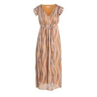 Cassis maxi jurk met all over print en ruches camel