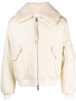 AMI Paris veste bomber à col en peau lainée - Blanc