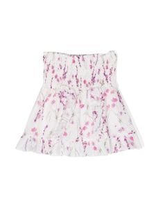 Miss Blumarine jupe en coton à fleurs - Blanc