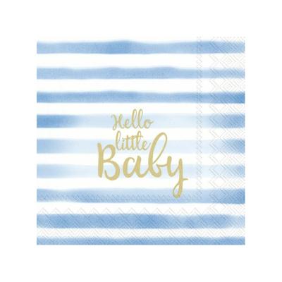 20x Blauwe 3-laags servetten Hello little baby 33 x 33 cm