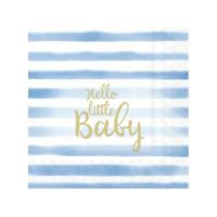 20x Blauwe 3-laags servetten Hello little baby 33 x 33 cm