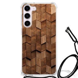 Stevig Telefoonhoesje voor Samsung Galaxy S23 Wooden Cubes