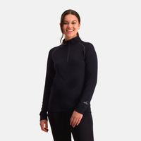 Zip-Neck Thermo Longsleeve Dames | Zwart | XL