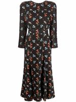 Ulyana Sergeenko robe en soie à fleurs - Noir