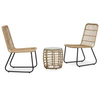 3-delige Bistroset poly rattan eikenkleurig - thumbnail