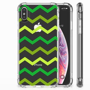 Apple iPhone Xs Max Doorzichtige Silicone Hoesje Zigzag Groen