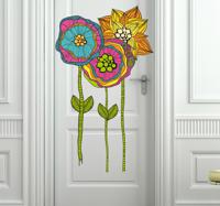 Deursticker bloemen hippie - thumbnail