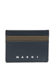 Marni porte-cartes en cuir à logo embossé - Bleu