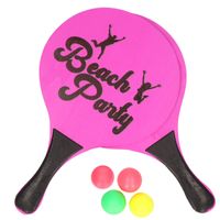 Houten beachball set roze met extra balletjes