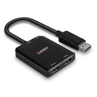 LINDY 38433 DisplayPort / HDMI Adapter [1x DisplayPort - 2x HDMI] Zwart 0 m - thumbnail