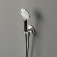 Hotbath Cobber M442 ronde handdouche met wandsteun en uitlaat en doucheslang 150cm zwart chroom hoogglans M442BK - thumbnail