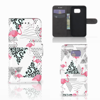 Samsung Galaxy S6 Edge Telefoonhoesje met Pasjes Flamingo Triangle