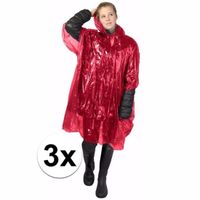 3x rode noodponcho doorschijnend One size  - - thumbnail